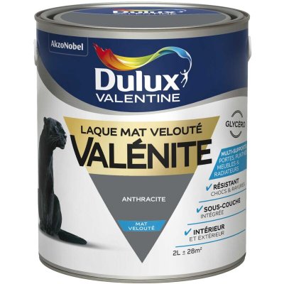 DULUX VALENTINE Peinture Laque Val&eacute;nite Mat Anthracite 2 l  Anthracite