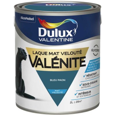 DULUX VALENTINE Peinture Laque Val&eacute;nite Mat Bleu Paon 2 l  Bleu Paon