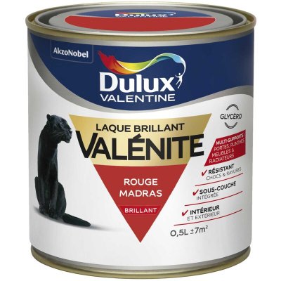 DULUX VALENTINE Peinture Laque Val&eacute;nite - Rouge Madras - Brillant - 0,5L