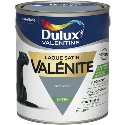 DULUX VALENTINE Peinture Laque Val&eacute;nite Satin Bleu Gris 2 l  Bleu Gris