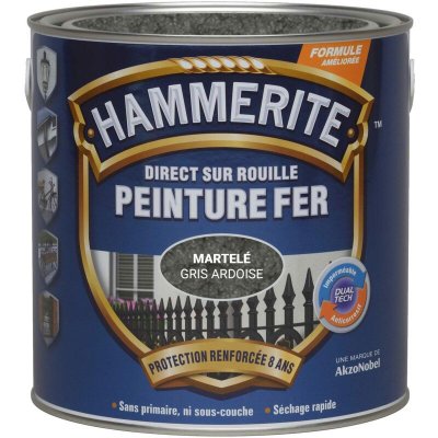 HAMMERITE Peinture m&eacute;tal direct sur rouille  martel&eacute; gris ardoise 2 5L