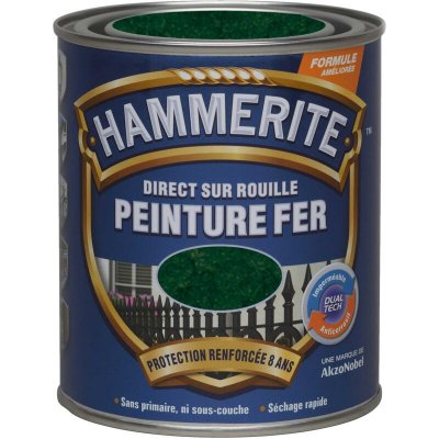 HAMMERITE Peinture m&eacute;tal direct sur rouille  martel&eacute; vert &eacute;pic&eacute;a 0 75L