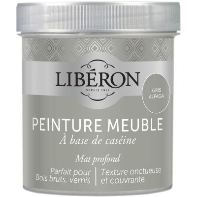 LIBERON Peinture meuble et boiserie Cas&eacute;ine LIB&Eacute;RON gris alpaga mat 0.5 l