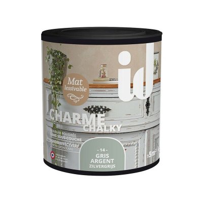 ID PARIS Peinture meubles et boiseries CHARME 500ML GRIS ARGENT - 