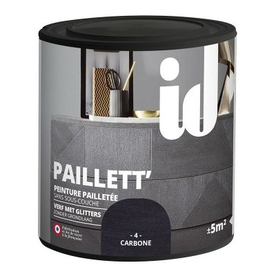 ID PARIS Peinture meubles et boiseries paillett 500ML carbone  carbone