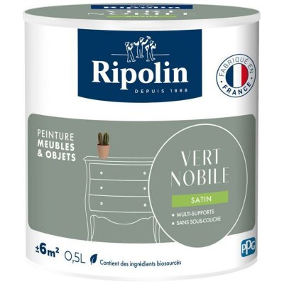 RIPOLIN Peinture Meubles&Objets 0,5L Vert nobile - Satin&eacute; - R&eacute;f. 96587231