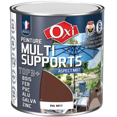 OXI Peinture multi supports top 3+ brun mat ral 8017 0.5l