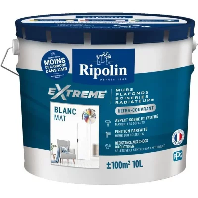 RIPOLIN Peinture mur et plafond monocouche mat blanc 10L 