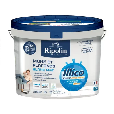 RIPOLIN Peinture Murs et Plafonds - Blanc - Mat - 10L - ILLICO - 