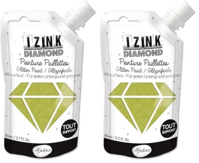 ALADINE Peinture paillet&eacute;e  Izink Diamond 80 ml Vert clair