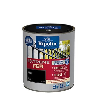 RIPOLIN Peinture pour Fer Ext&eacute;rieur - Mat - 0,5L - Noir  Noir