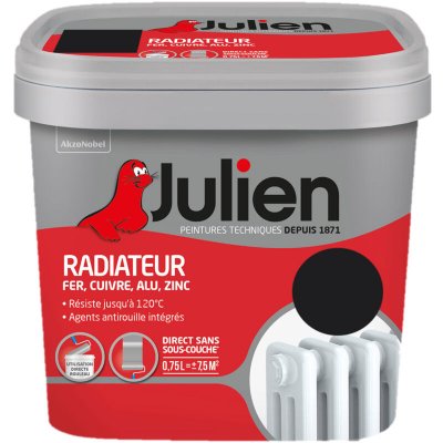 JULIEN Peinture radiateur noir satin phase aqueuse  - 0.75L