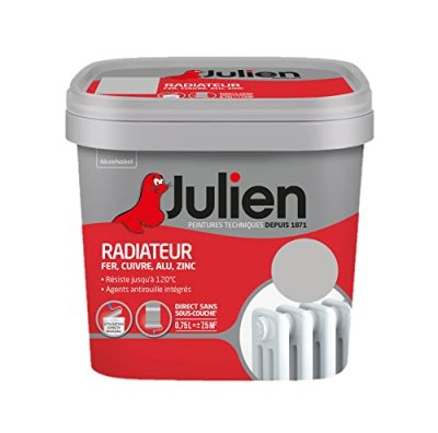 JULIEN Peinture Radiateur Phase Aqueuse Satin  B&eacute;ton Gris 0,75 L