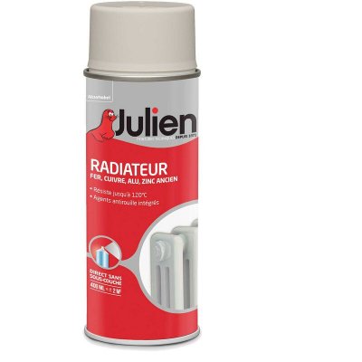 JULIEN Peinture Radiateur Phase Aqueuse Satin  Lin Clair a&eacute;rosol 400 ml