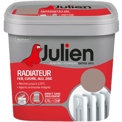 JULIEN Peinture Radiateur Phase Aqueuse Taupe Finition : Satin 0,75 l - Taupe
