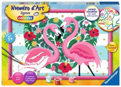 RAVENSBURGER Peinture  Num&eacute;ro d'art Grands Flamants Roses Amoureux