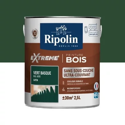 RIPOLIN Peinture  EXTREME BOIS microporeuse satin 2.5 L vert basque