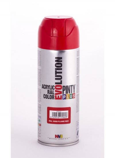 PINTY PLUS Peinture spray acrylic brillant 400ml rouge feu ral 3000 - 