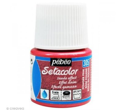 PEBEO Peinture textile setacolor opaque effet daim - rose poudr&eacute; - 45 ml #0