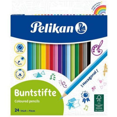 PELIKAN  Bo&icirc;te de 24 Crayons de couleur 17,5 cm Assortis