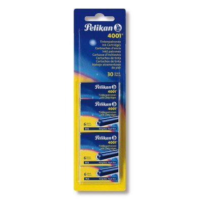 PELIKAN  Cartouches d'encre 4001 TP/6, bleu royal - Lot de 4