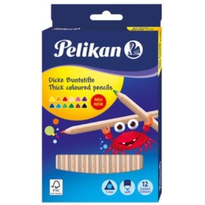 Pelikan crayons de couleurs, 12 pi&egrave;ces, triangulaires, &eacute;pais