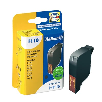 PELIKAN  H10 Cartouche recharg&eacute;e compatible pour HP 15 C6615A 42ml Noir