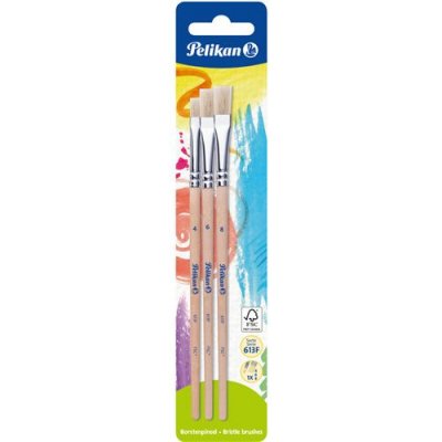  Pelikan Kit de pinceau brosse 613 F, 3 pi&egrave;ces, assorti - Lot de 7