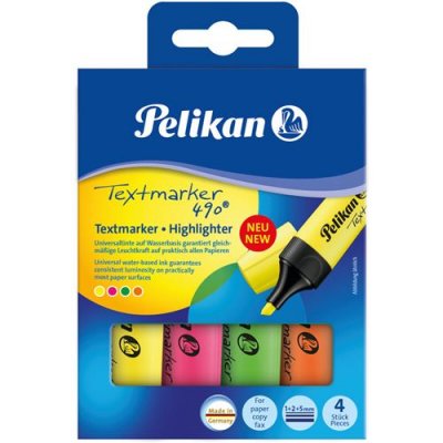 PELIKAN   Surligneur Textmarker 490, &Eacute;tui De 4, Assorti Noir