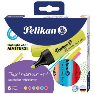 PELIKAN  Surligneur Textmarker 490, &eacute;tui de 6, assorti - Lot de 4