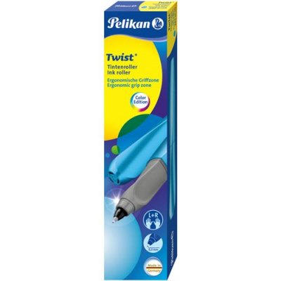 PELIKAN  Twist Stylo roller Frosted Blue, bleu-m&eacute;tallique - Lot de 2