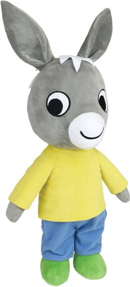 JEMINI Peluche Ane  Trotro - 57 cm gris avec v&ecirc;tements jaune et bleu