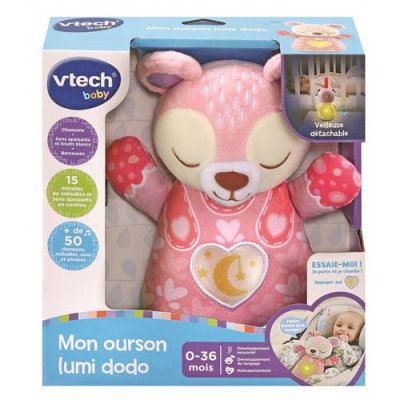 VTECH BABY Peluche interactive  Mon ourson Lumi Dodo Rose