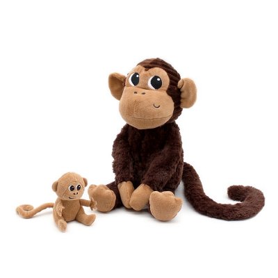 LES DEGLINGOS Peluche Singe  Puffies 22x26x22 Cm Marron Chocolat