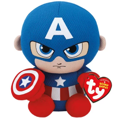 TY Peluche  Marvel Beanie Babies Small Captain America 15 cm