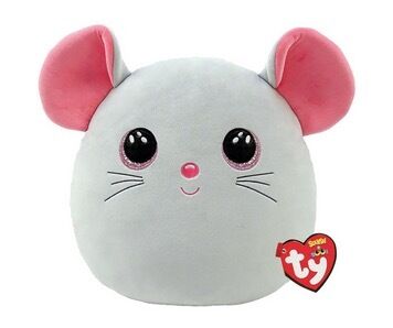 TY Peluche  Squish A Boos Medium Catnip La souris Gris et Rose