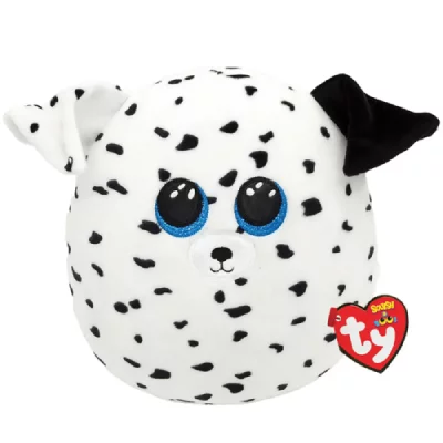 TY Peluche  Squish A Boos Small Fetch Le Chien Blanc et Noir