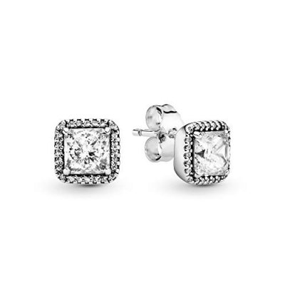 PANDORA Pendientes  290591CZ Mujer Bot&oacute;n Plata Elegancia Atemporal