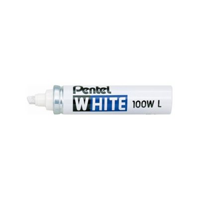 PENTEL  Marqueur permanent X100W, pointe biseaut&eacute;e, blanc