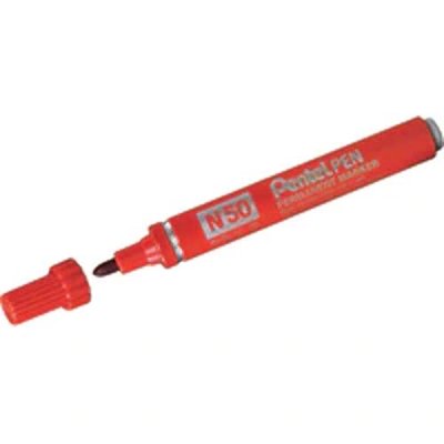 PENTEL  N 50 marqueur ind&eacute;l&eacute;bile Pointe ogive Rouge 12 pi&egrave;ce(s)