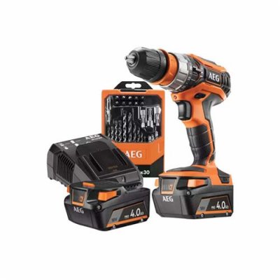 AEG Perceuse &agrave; percussion 18V - 2 batteries 4,0 Ah - 1 chargeur BSB18C2X-402C