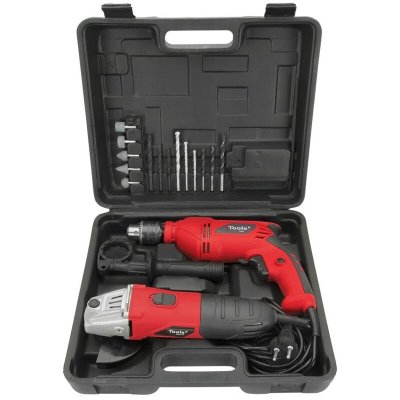 ITOOLS Perceuse &agrave; percussion 500W + meuleuse 500W + Mallette 17 accessoires