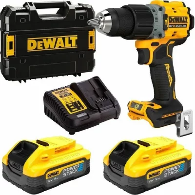 DEWALT Perceuse &agrave; percussion POWERSTACK - 2 Batteries 18V 5Ah - DCD805H2T-QW