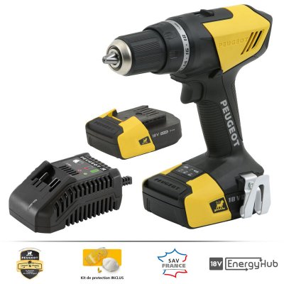 PEUGEOT Perceuse sans fil  Energydrill, 18 V 2 Ah, 2 batteries