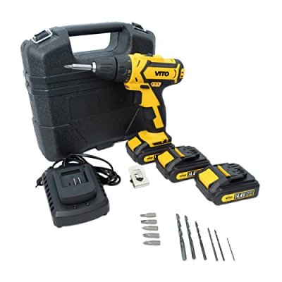 VITO PRO POWER Perceuse visseuse 14.4V + 3 Batteries lithium 2,0Ah + Chargeur rapide VITO