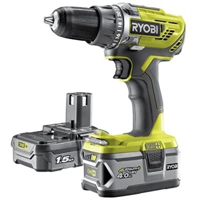 RYOBI Perceuse visseuse 18v - 1 batterie 1,5 ah + 1 batterie 4 ah - 