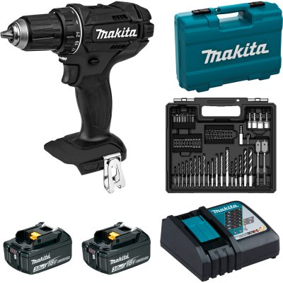 MAKITA Perceuse-visseuse 18V Black + 2 batteries 3Ah + chargeur rapide + coffret - DDF482FX1B