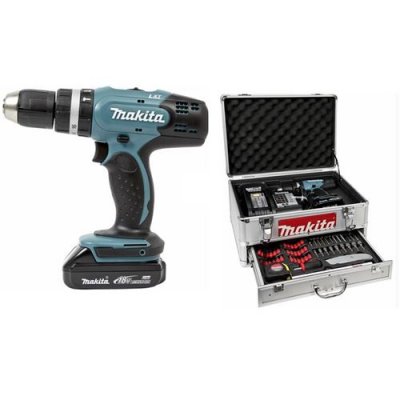 MAKITA Perceuse visseuse &agrave; percussion Diam13mm 18V 1.5Ah + Accessoires DHP453SYEX  