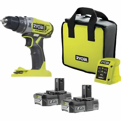 RYOBI Perceuse-visseuse &agrave; percussion OnePlus 18V - 2 batteries 2.0 Ah - 1 chargeur - R18PD2-220S