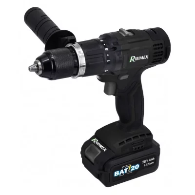 RIBIMEX Perceuse-visseuse &agrave; percussion R-bat20 batterie 20 volts 2 amp&egrave;res et 4 amp&egrave;res